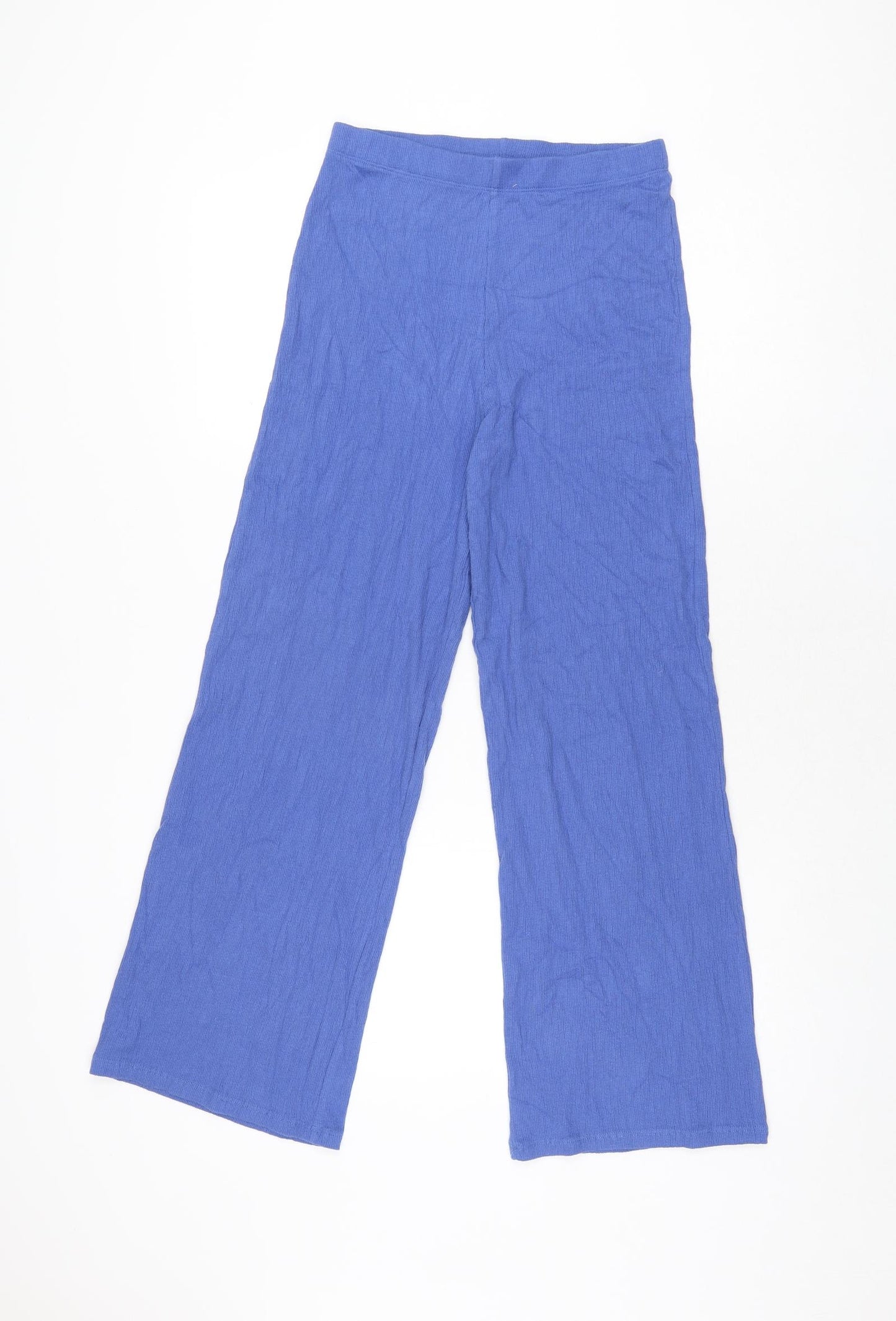 Marks and Spencer Girls Blue Cotton Sweatpants Trousers Size 13-14 Years L28 in Regular Pullover