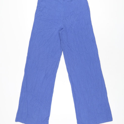 Marks and Spencer Girls Blue Cotton Sweatpants Trousers Size 13-14 Years L28 in Regular Pullover