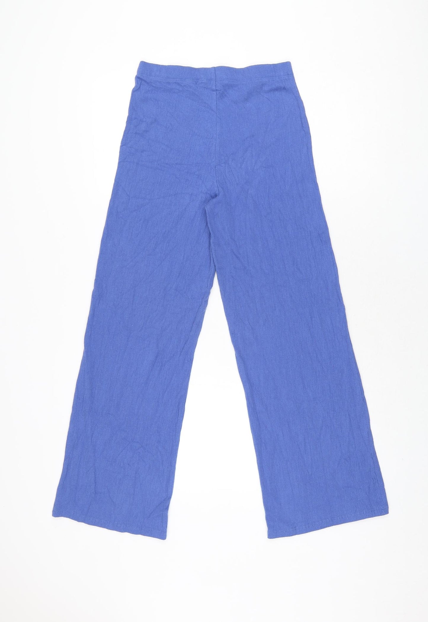 Marks and Spencer Girls Blue Cotton Sweatpants Trousers Size 13-14 Years L28 in Regular Pullover