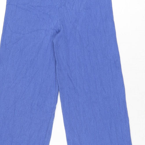 Marks and Spencer Girls Blue Cotton Sweatpants Trousers Size 13-14 Years L28 in Regular Pullover