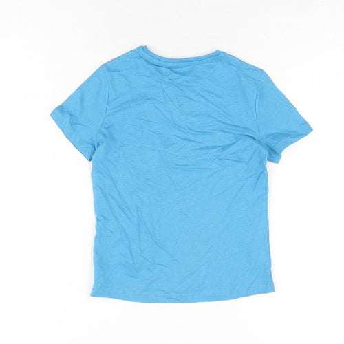 Marks and Spencer Girls Blue Cotton Basic T-Shirt Size 5-6 Years Round Neck Pullover - Dolphin, Bring Your Own Sunshine