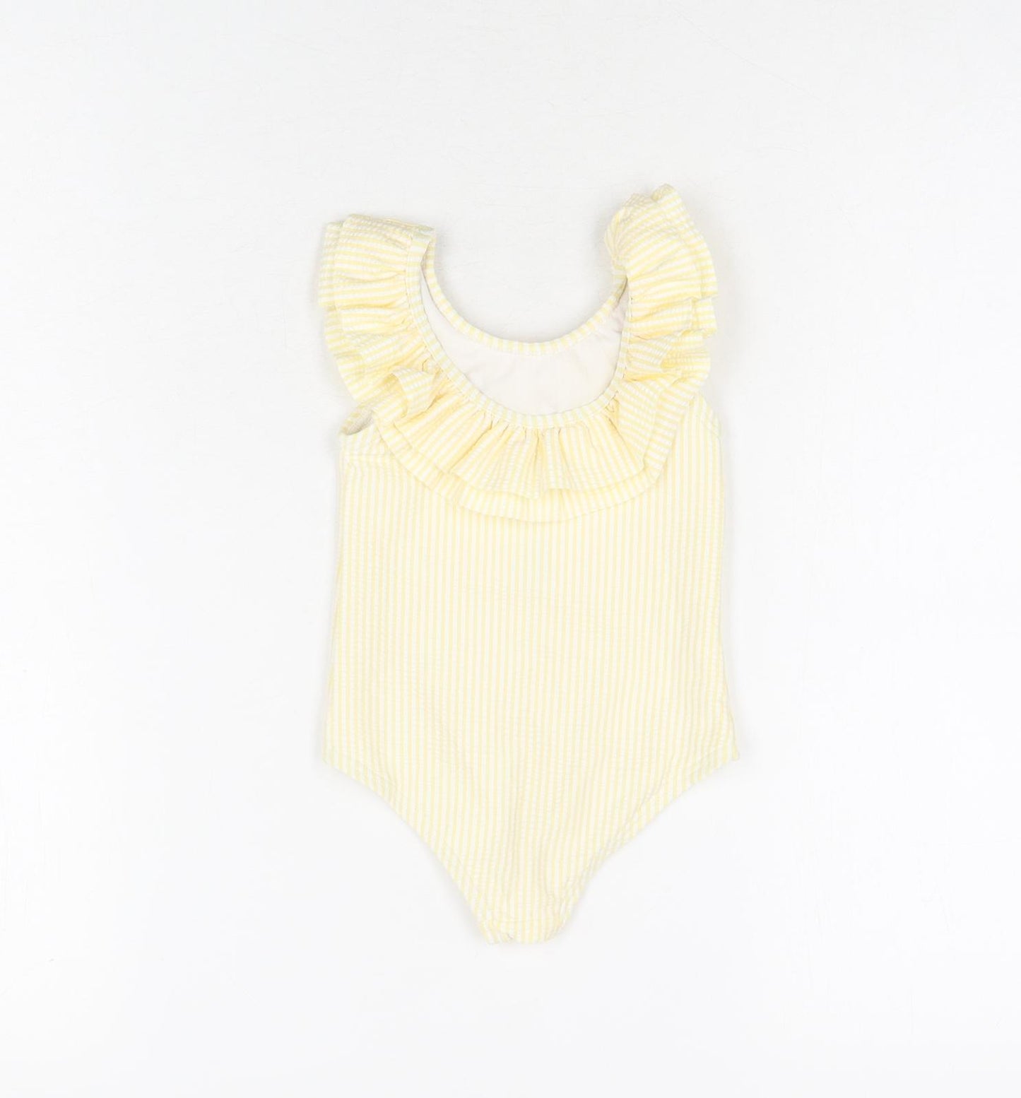 Marks and Spencer Girls Yellow Striped Polyester Unitard One-Piece Size 9-12 Months Pullover - Swimming Costume
