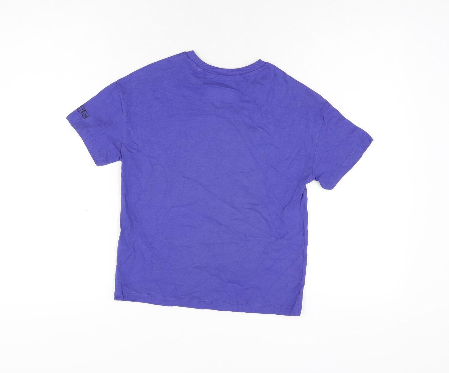 Marks and Spencer Girls Purple Cotton Basic T-Shirt Size 7-8 Years Round Neck Pullover - The Marvels