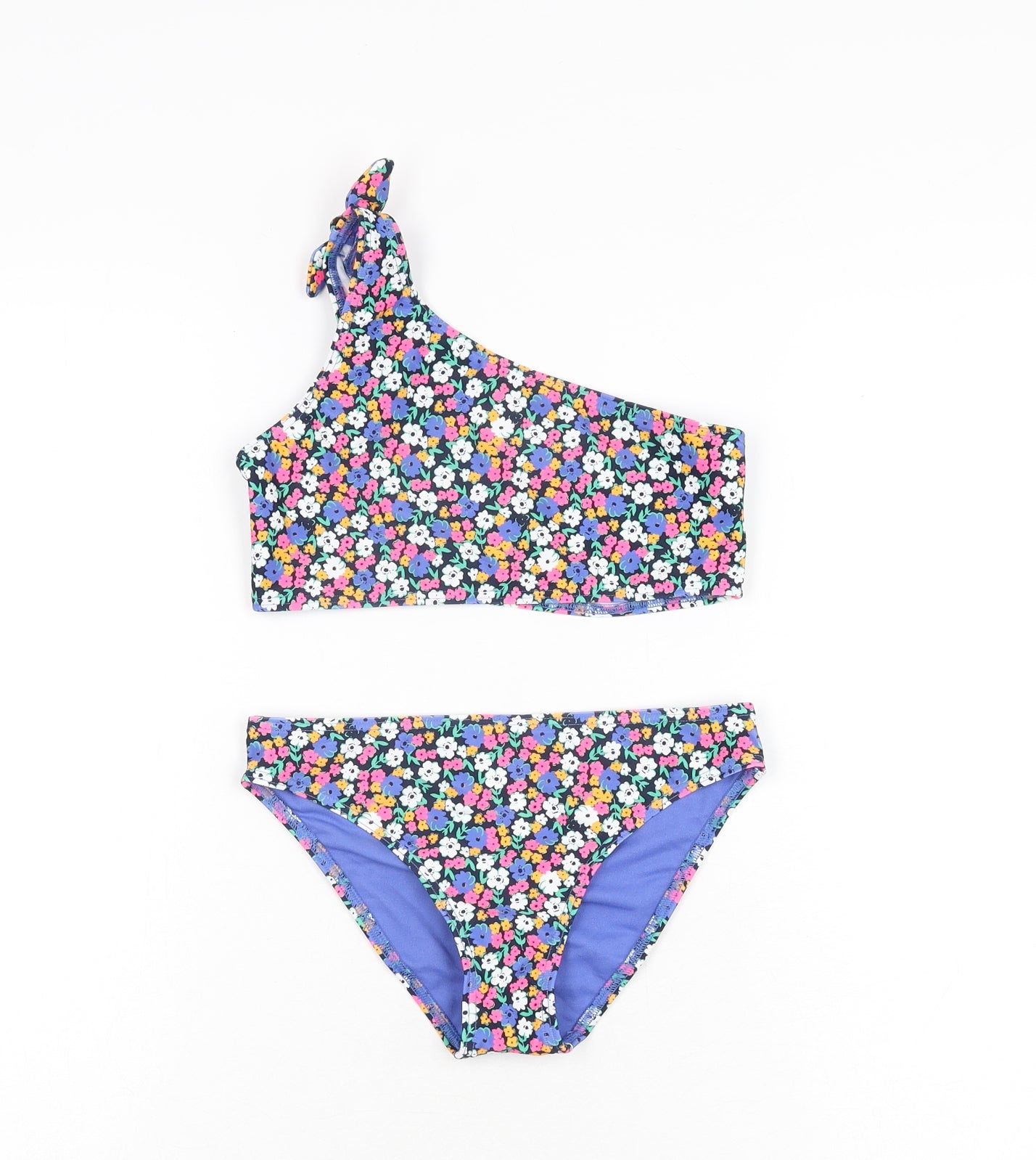 Marks and Spencer Girls Black Floral Polyamide Bodysuit Outfit/Set Size 9-10 Years Pullover - Bikini Set