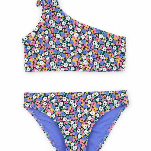 Marks and Spencer Girls Black Floral Polyamide Bodysuit Outfit/Set Size 9-10 Years Pullover - Bikini Set