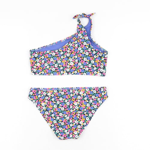 Marks and Spencer Girls Black Floral Polyamide Bodysuit Outfit/Set Size 9-10 Years Pullover - Bikini Set
