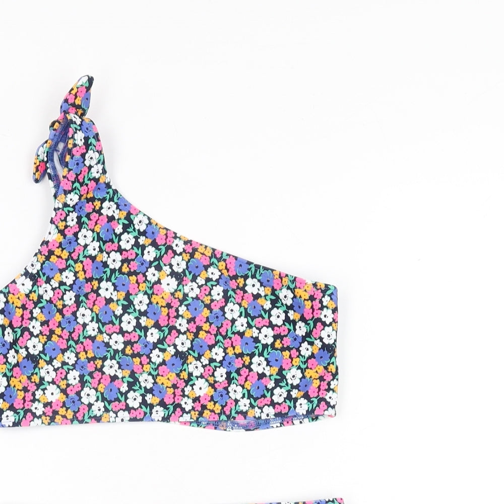 Marks and Spencer Girls Black Floral Polyamide Bodysuit Outfit/Set Size 9-10 Years Pullover - Bikini Set