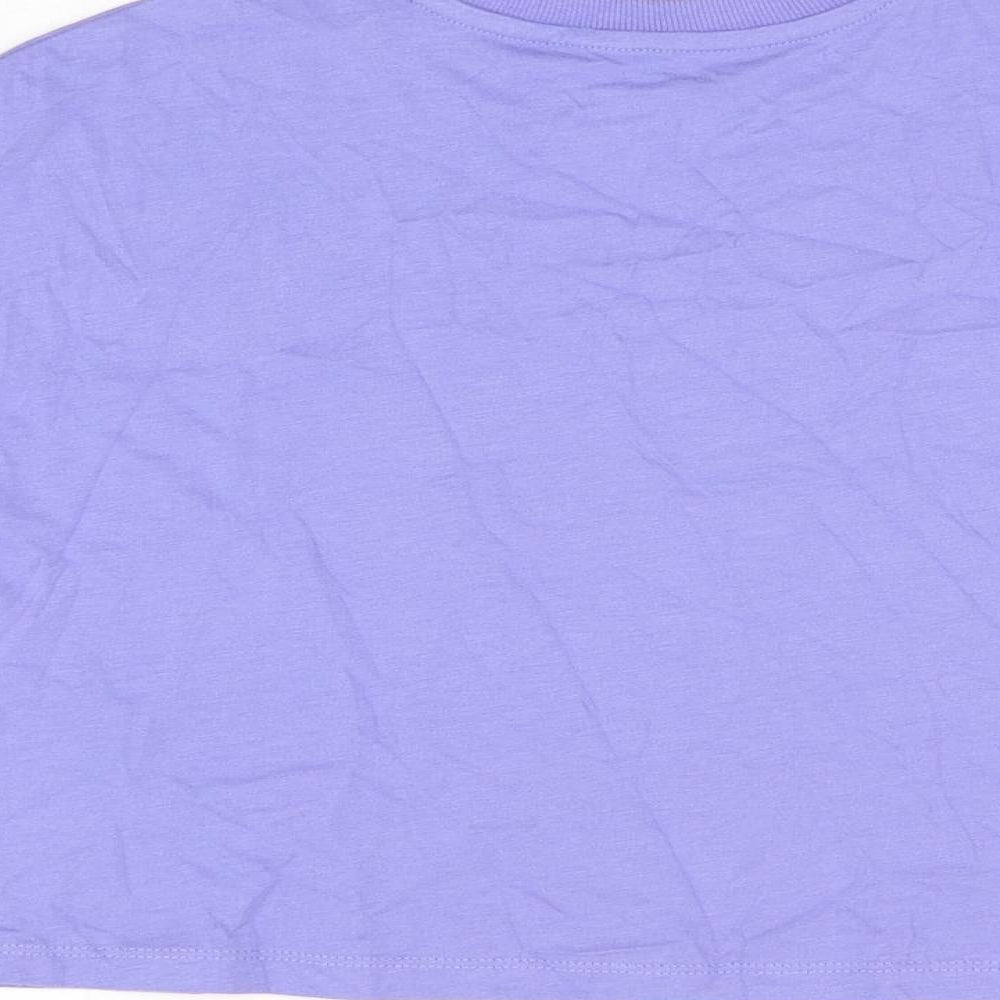 Marks and Spencer Girls Purple Cotton Basic T-Shirt Size 7-8 Years Round Neck Pullover