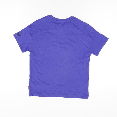 Marks and Spencer Girls Purple Cotton Basic T-Shirt Size 8-9 Years Round Neck Pullover - The Marvels