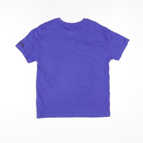 Marks and Spencer Girls Purple Cotton Basic T-Shirt Size 10-11 Years Round Neck Pullover - The Marvels