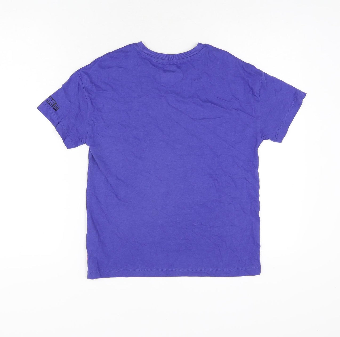 Marks and Spencer Girls Purple Cotton Basic T-Shirt Size 10-11 Years Round Neck Pullover - The Marvels