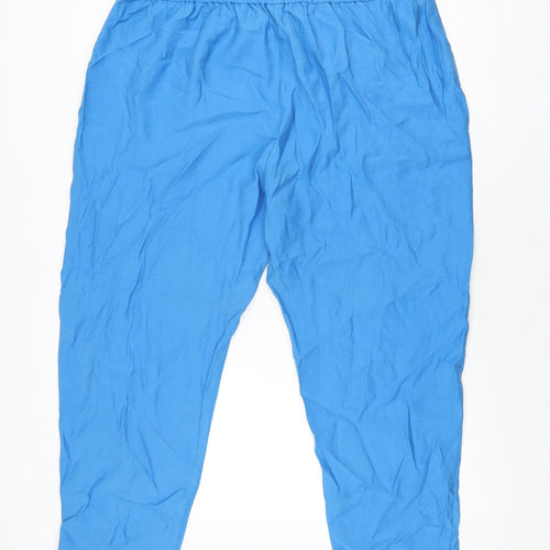 Marks and Spencer Womens Blue Lyocell Trousers Size 20 L25 in Regular Drawstring