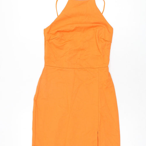 Stradivarius Womens Orange Polyester Mini Size S Square Neck Pullover