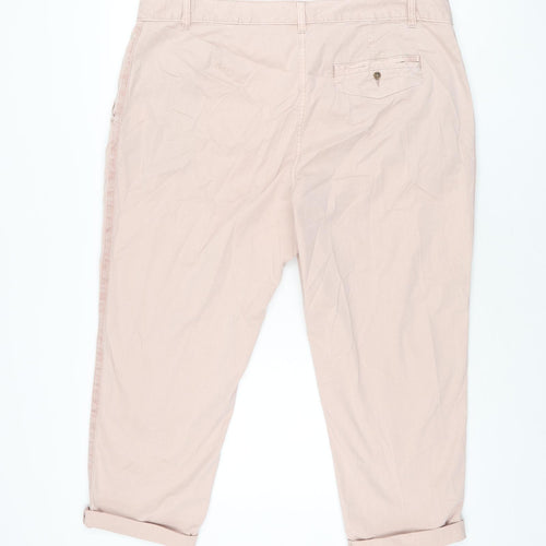 Marks and Spencer Womens Pink Cotton Chino Trousers Size 20 L24.5 in Regular Zip