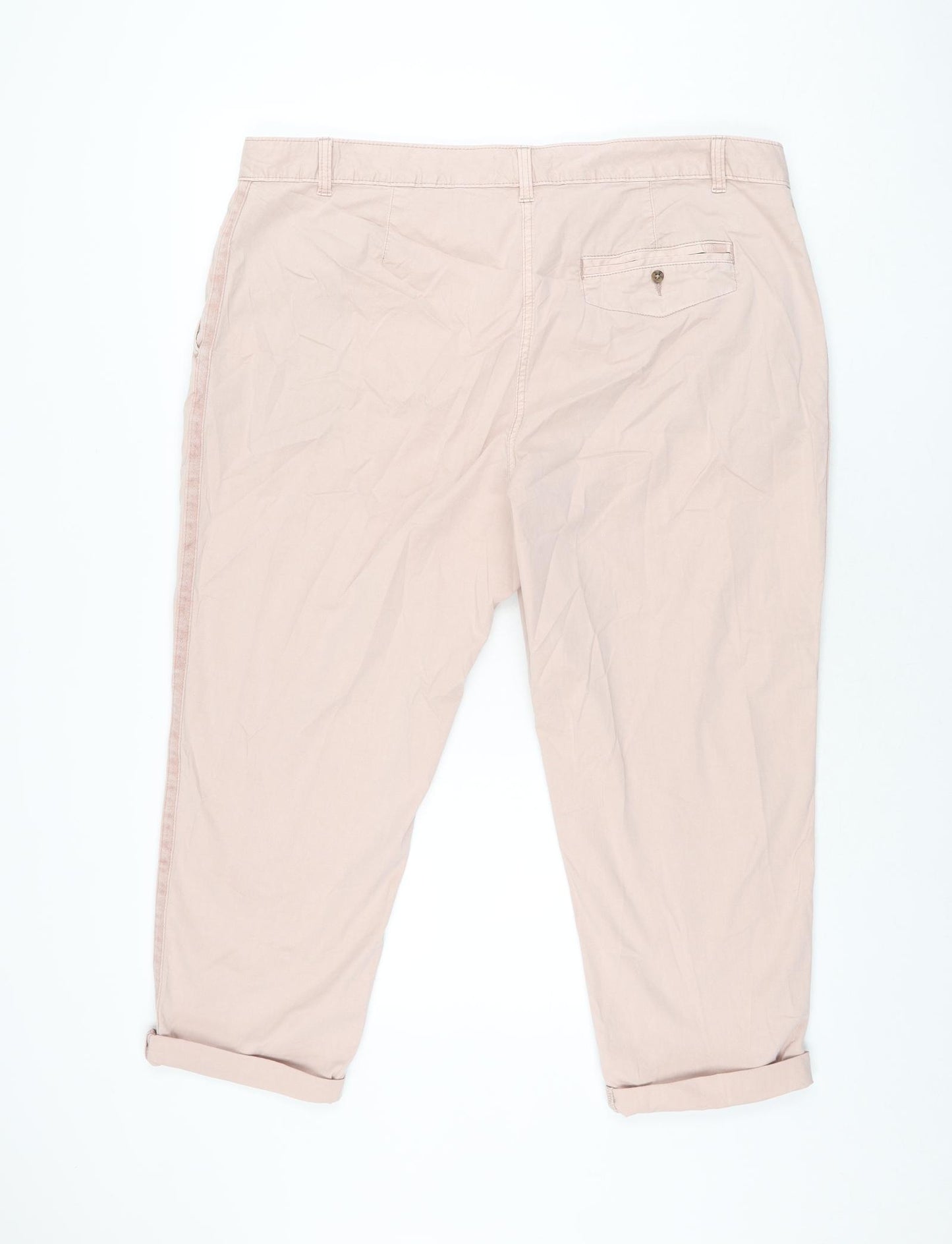 Marks and Spencer Womens Pink Cotton Chino Trousers Size 20 L24.5 in Regular Zip