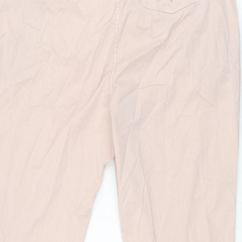 Marks and Spencer Womens Pink Cotton Chino Trousers Size 20 L24.5 in Regular Zip