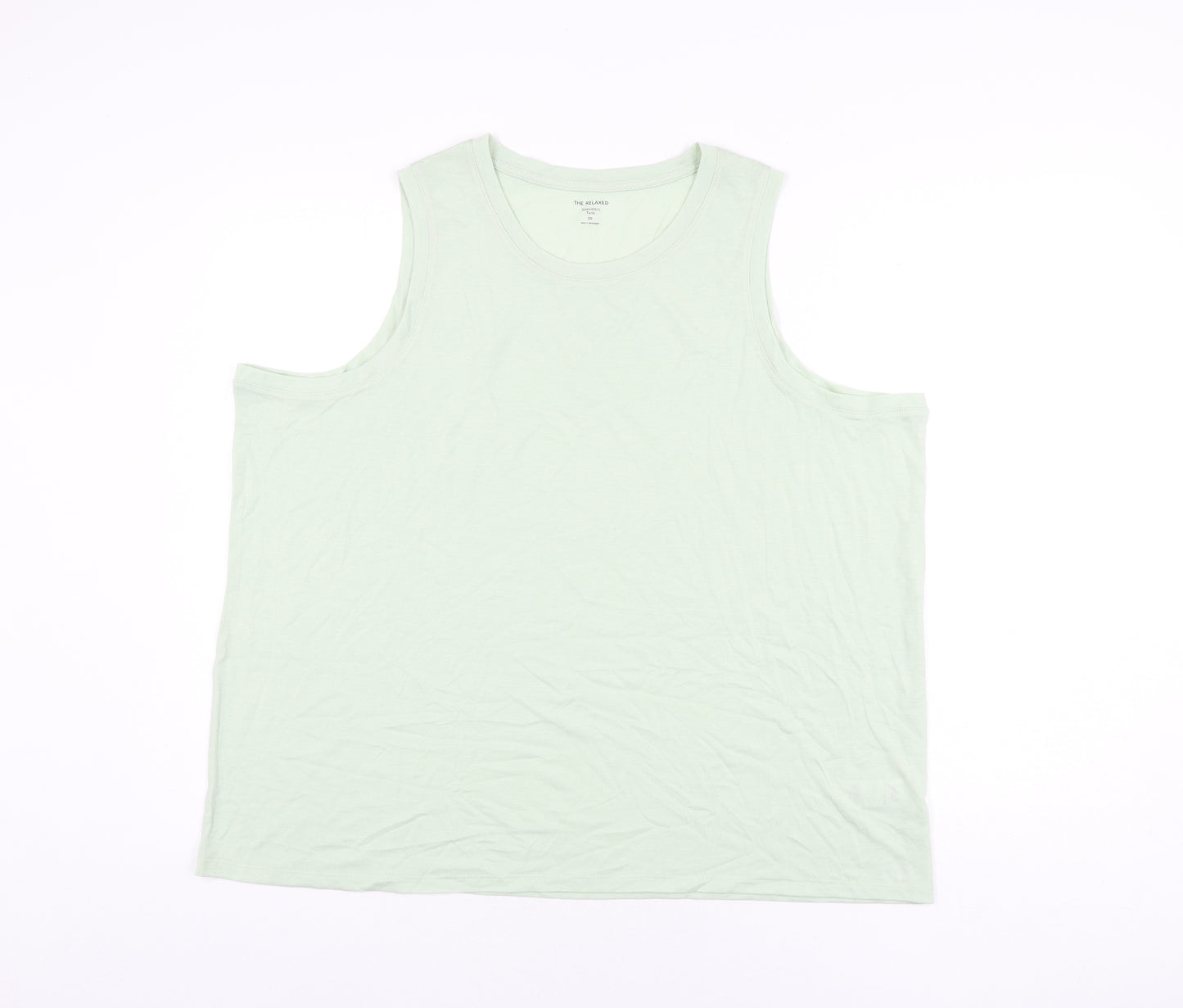Marks and Spencer Womens Green Polyester Basic Tank Size 20 Round Neck