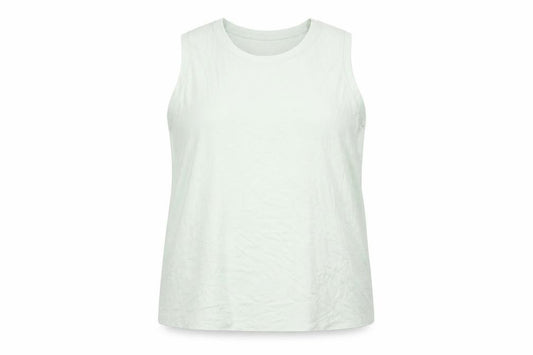 Front view of Marks & Spencer women’s green polyester basic tank, size UK 20, round neck
