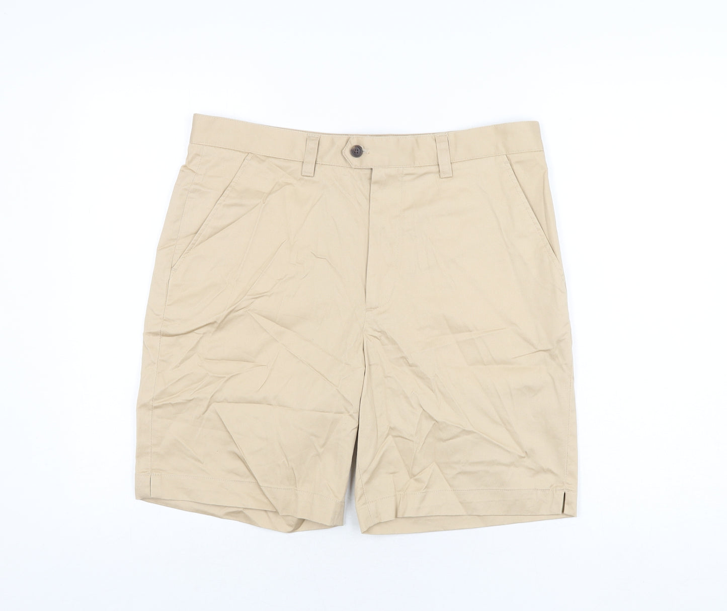 Zara Mens Beige Cotton Chino Shorts Size 32 in L8 in Regular Zip