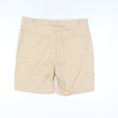 Zara Mens Beige Cotton Chino Shorts Size 32 in L8 in Regular Zip