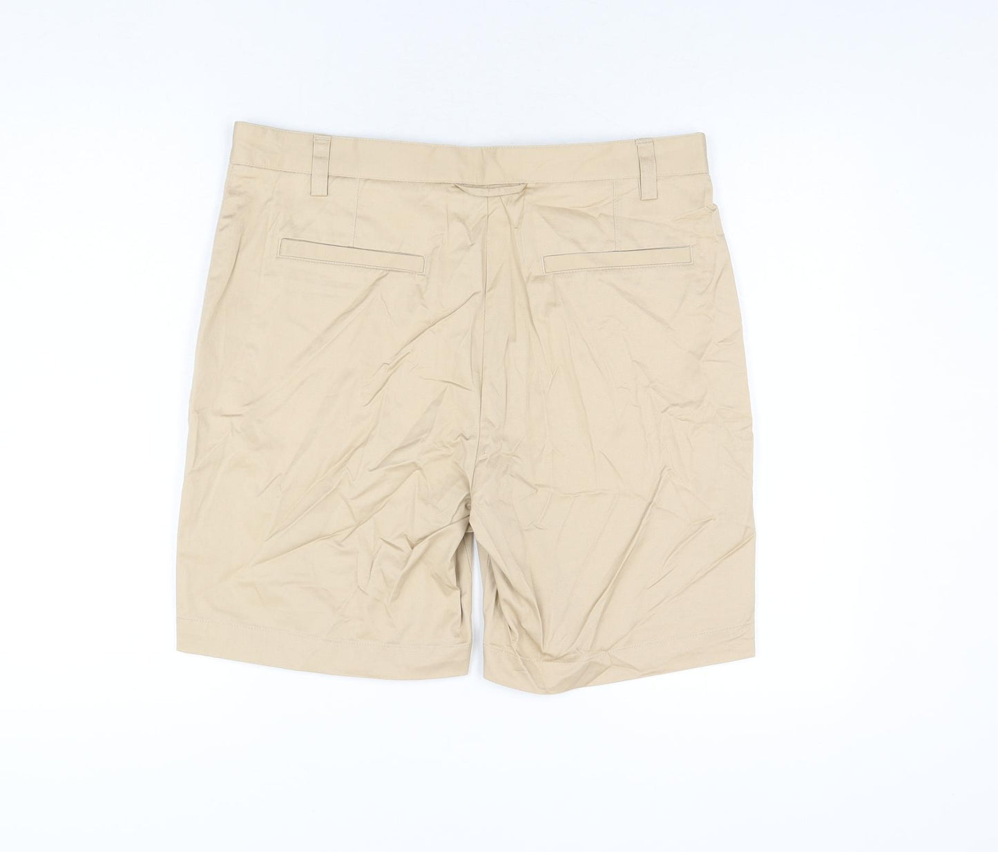 Zara Mens Beige Cotton Chino Shorts Size 32 in L8 in Regular Zip