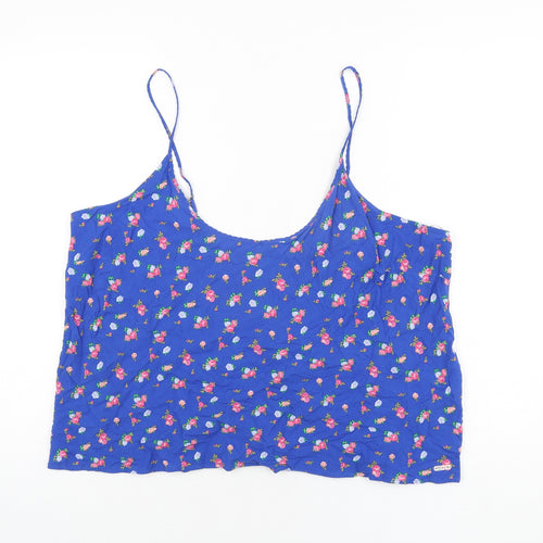 Marks and Spencer Womens Blue Floral Viscose Camisole T-Shirt Size 20 Scoop Neck