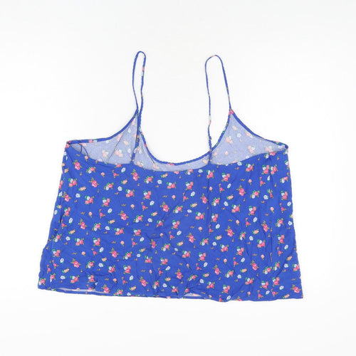 Marks and Spencer Womens Blue Floral Viscose Camisole T-Shirt Size 20 Scoop Neck