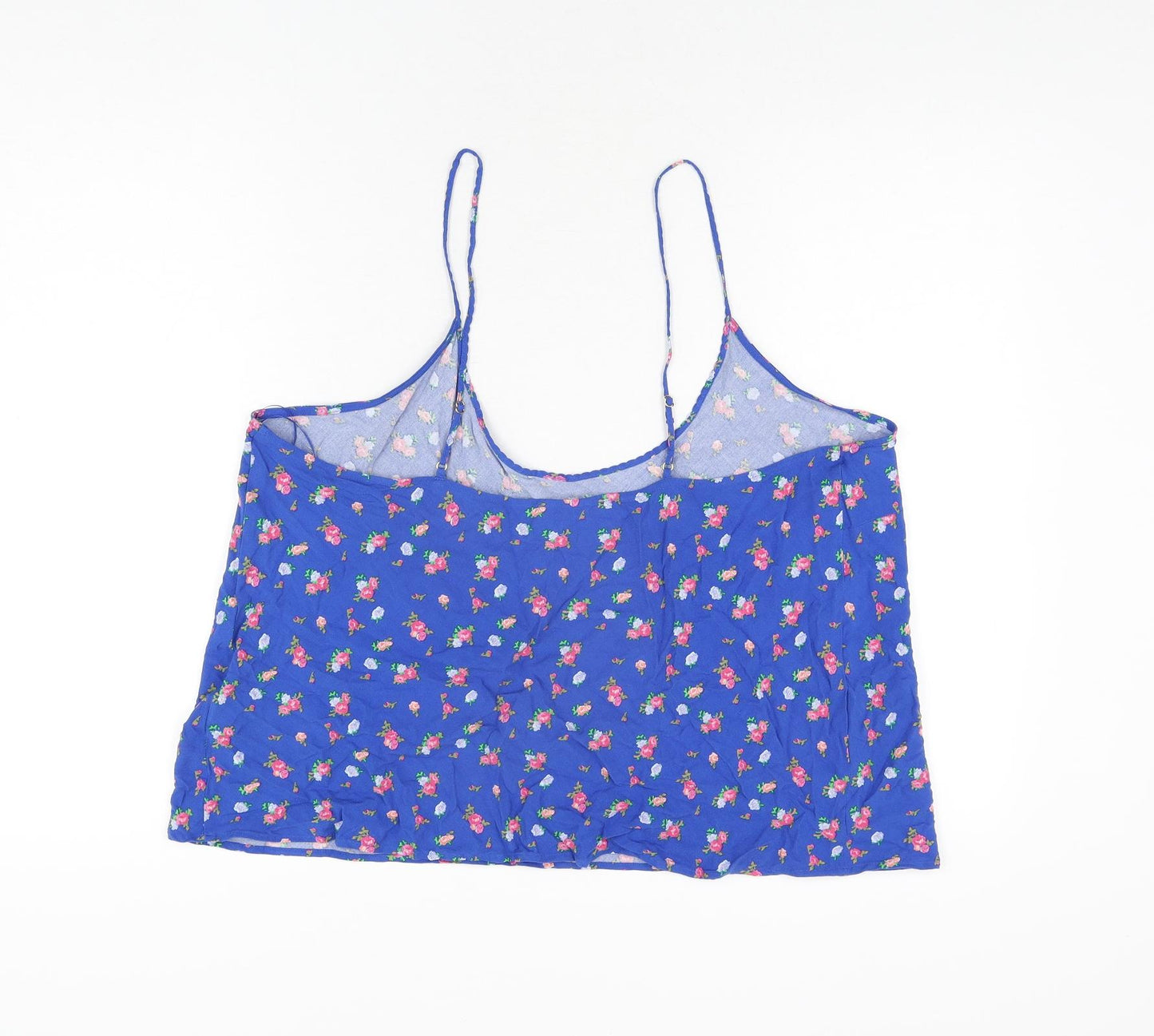 Marks and Spencer Womens Blue Floral Viscose Camisole T-Shirt Size 20 Scoop Neck