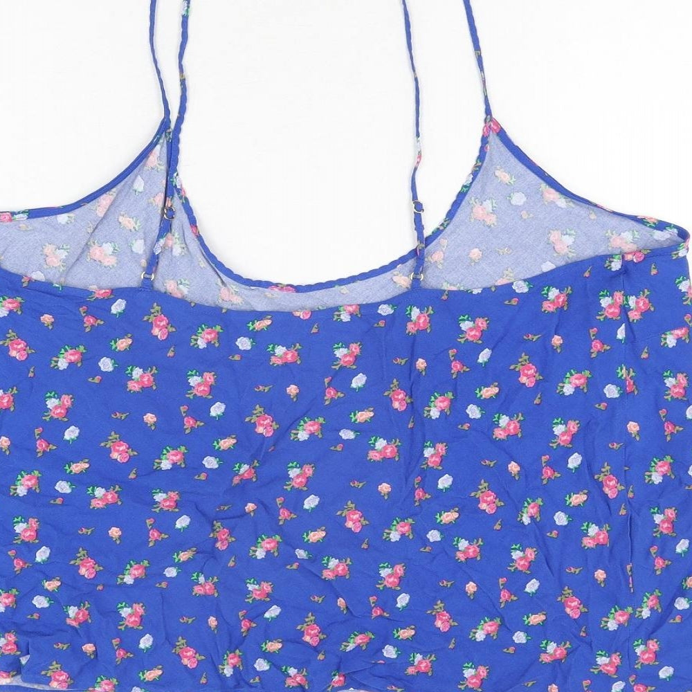 Marks and Spencer Womens Blue Floral Viscose Camisole T-Shirt Size 20 Scoop Neck