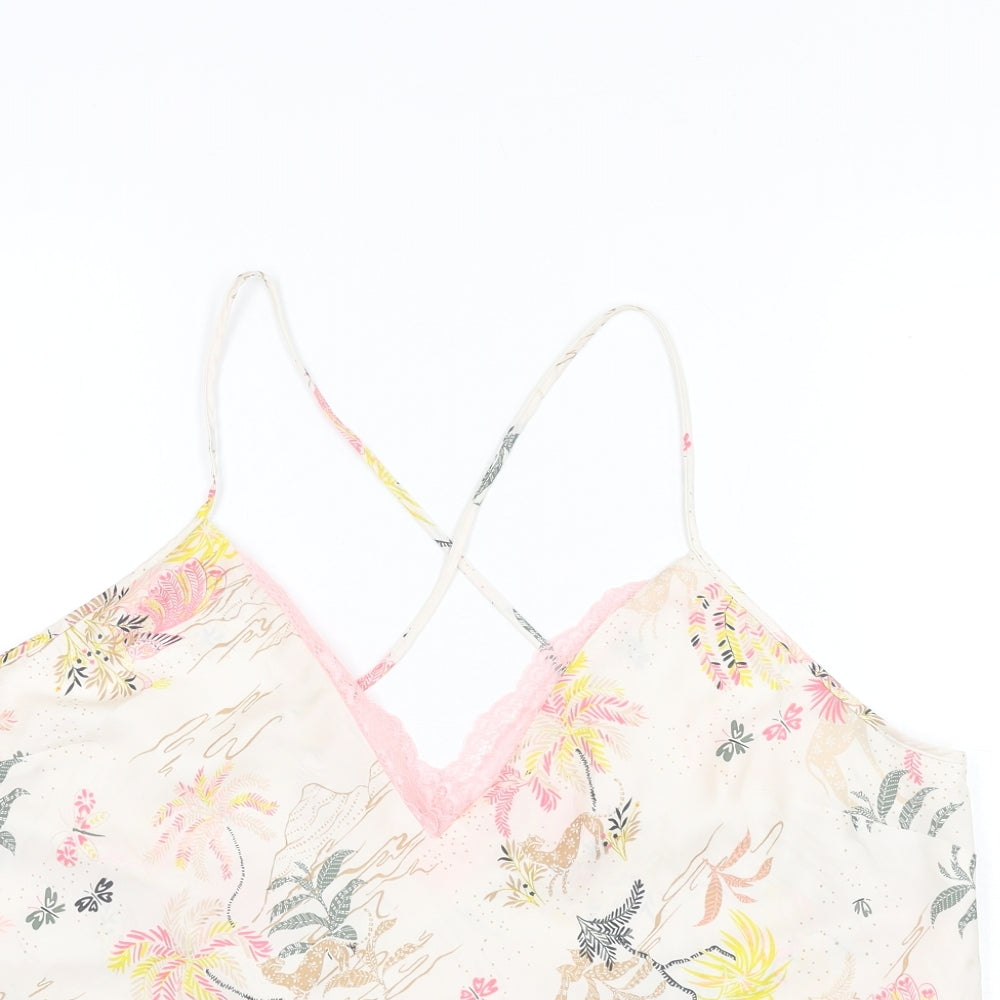 Marks and Spencer Womens Pink Floral Polyester Cami Pyjama Top Size 20