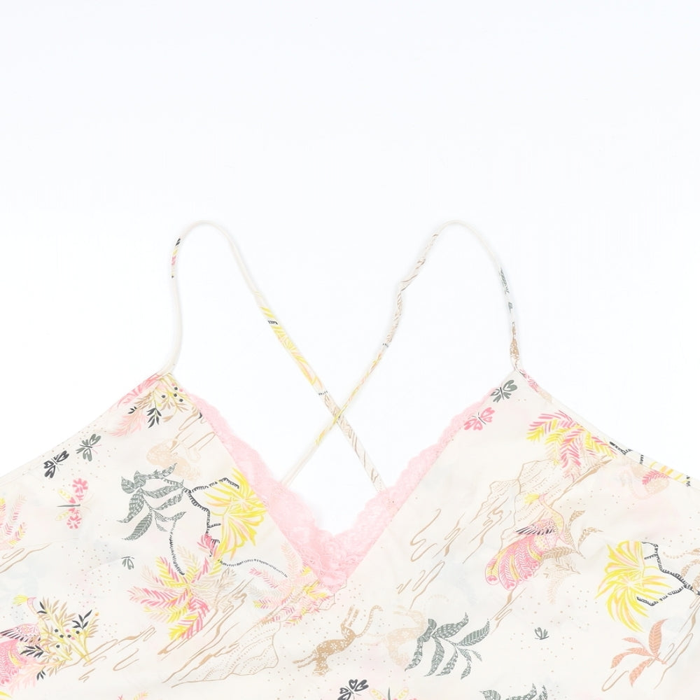 Marks and Spencer Womens Pink Floral Polyester Cami Pyjama Top Size 22