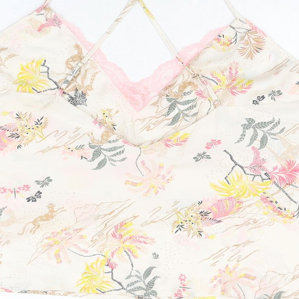 Marks and Spencer Womens Pink Floral Polyester Cami Pyjama Top Size 22