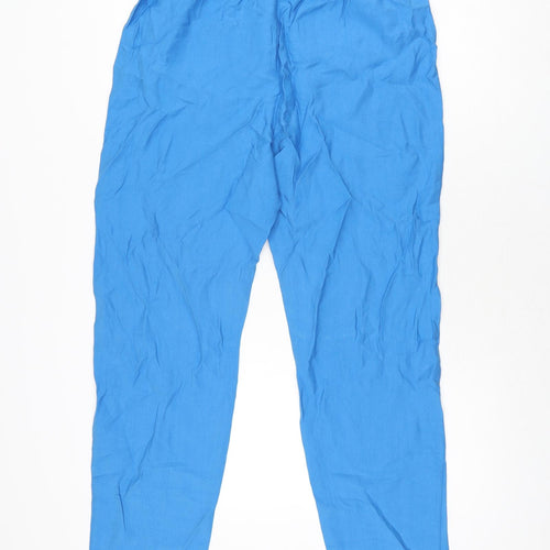 Marks and Spencer Womens Blue Lyocell Trousers Size 12 L29.5 in Regular Drawstring