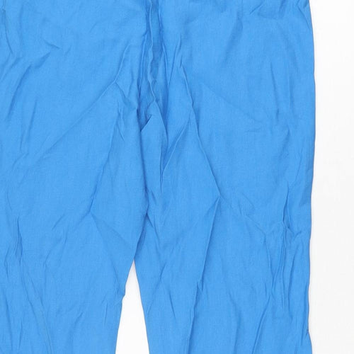 Marks and Spencer Womens Blue Lyocell Trousers Size 12 L29.5 in Regular Drawstring