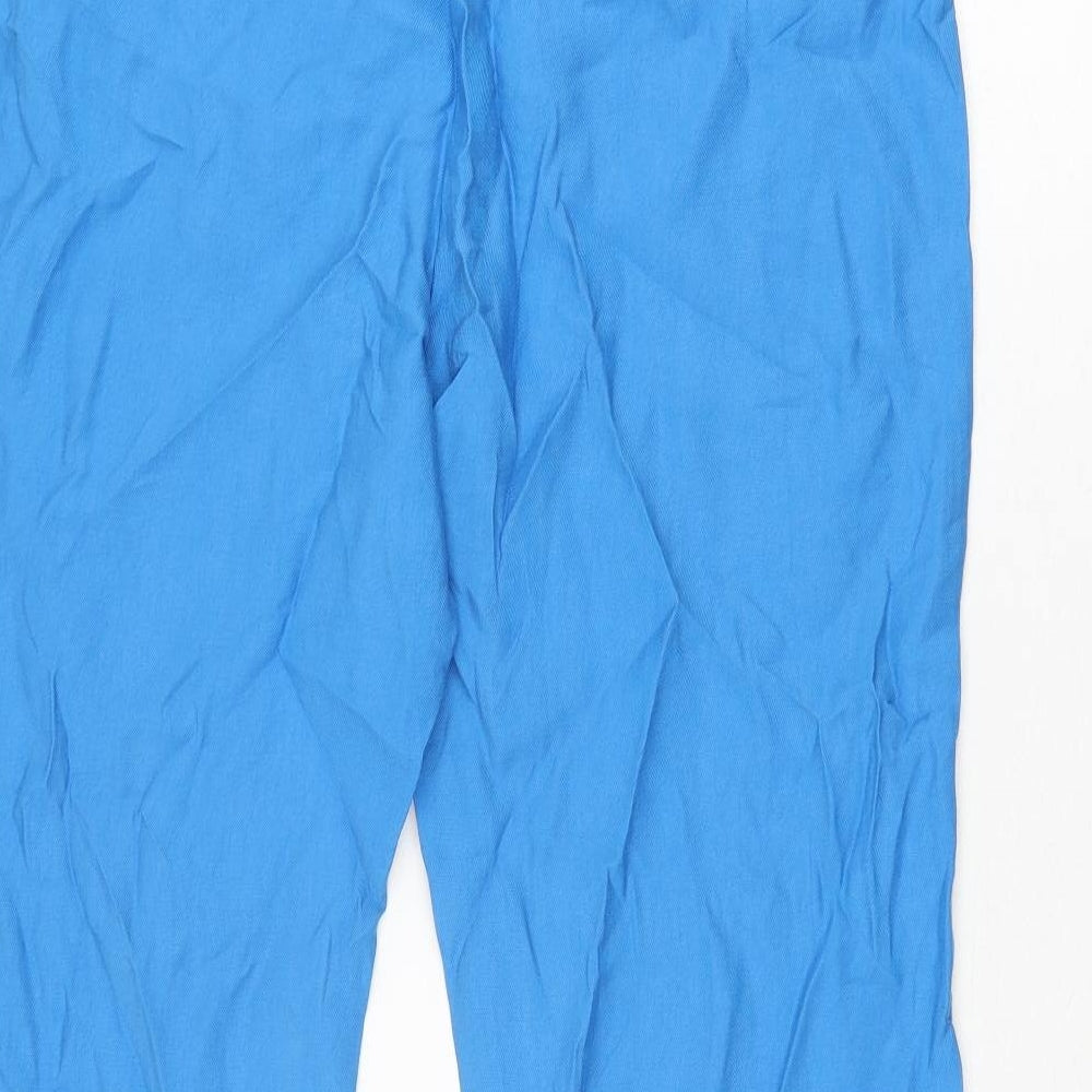 Marks and Spencer Womens Blue Lyocell Trousers Size 12 L29.5 in Regular Drawstring