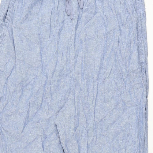Marks and Spencer Womens Blue Linen Trousers Size 20 L30 in Regular Drawstring