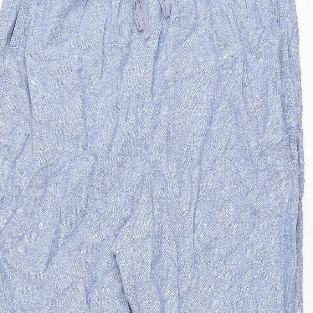 Marks and Spencer Womens Blue Linen Trousers Size 20 L30 in Regular Drawstring