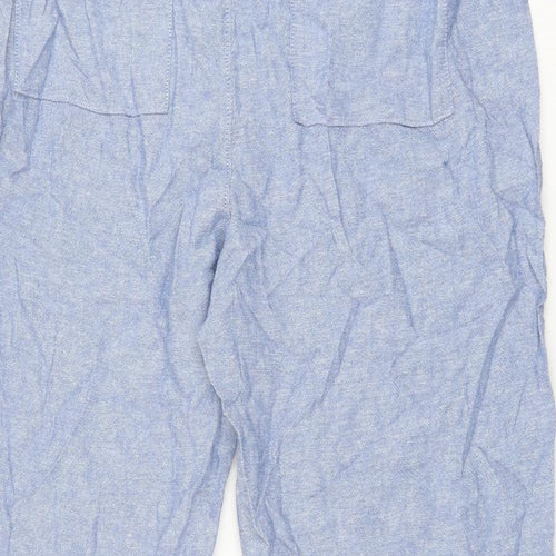 Marks and Spencer Womens Blue Linen Trousers Size 20 L30 in Regular Drawstring