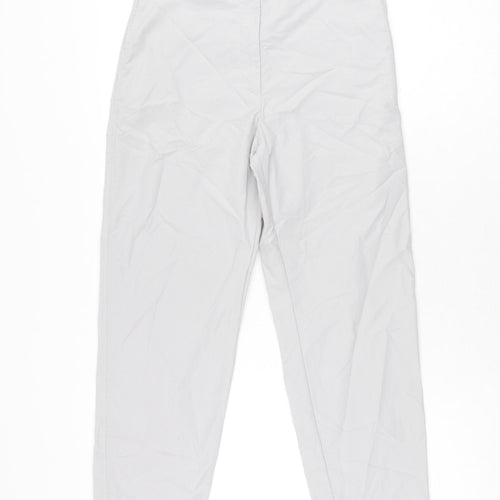 Marks and Spencer Womens Grey Cotton Chino Trousers Size 6 L25.5 in Regular Zip