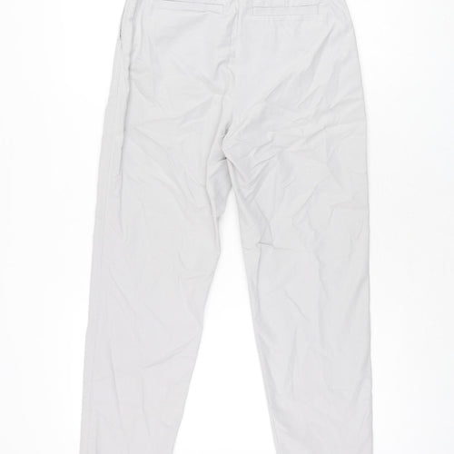 Marks and Spencer Womens Grey Cotton Chino Trousers Size 6 L25.5 in Regular Zip