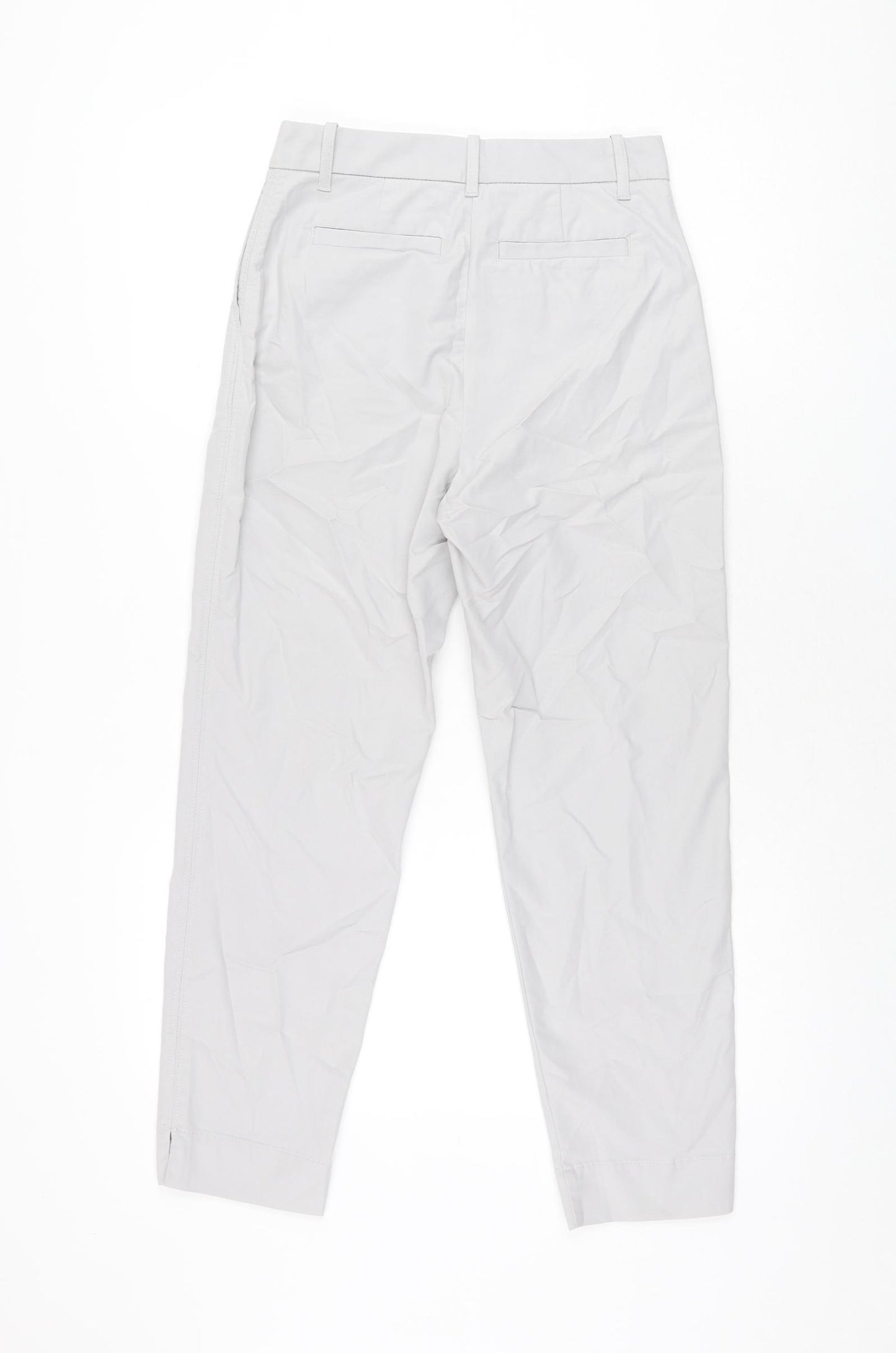 Marks and Spencer Womens Grey Cotton Chino Trousers Size 6 L25.5 in Regular Zip
