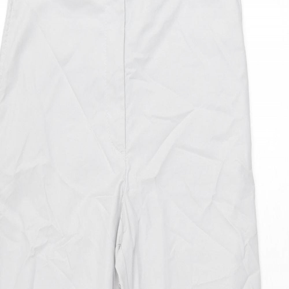 Marks and Spencer Womens Grey Cotton Chino Trousers Size 6 L25.5 in Regular Zip