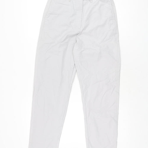 Marks and Spencer Womens Grey Cotton Chino Trousers Size 8 L29.5 in Regular Zip