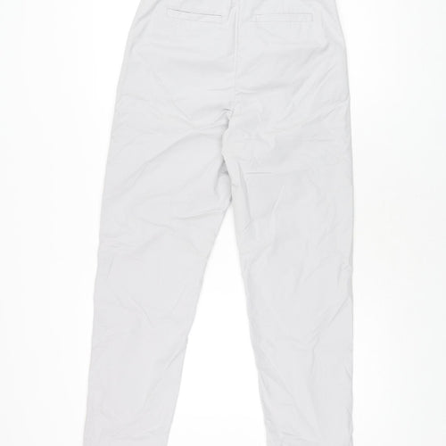 Marks and Spencer Womens Grey Cotton Chino Trousers Size 8 L29.5 in Regular Zip