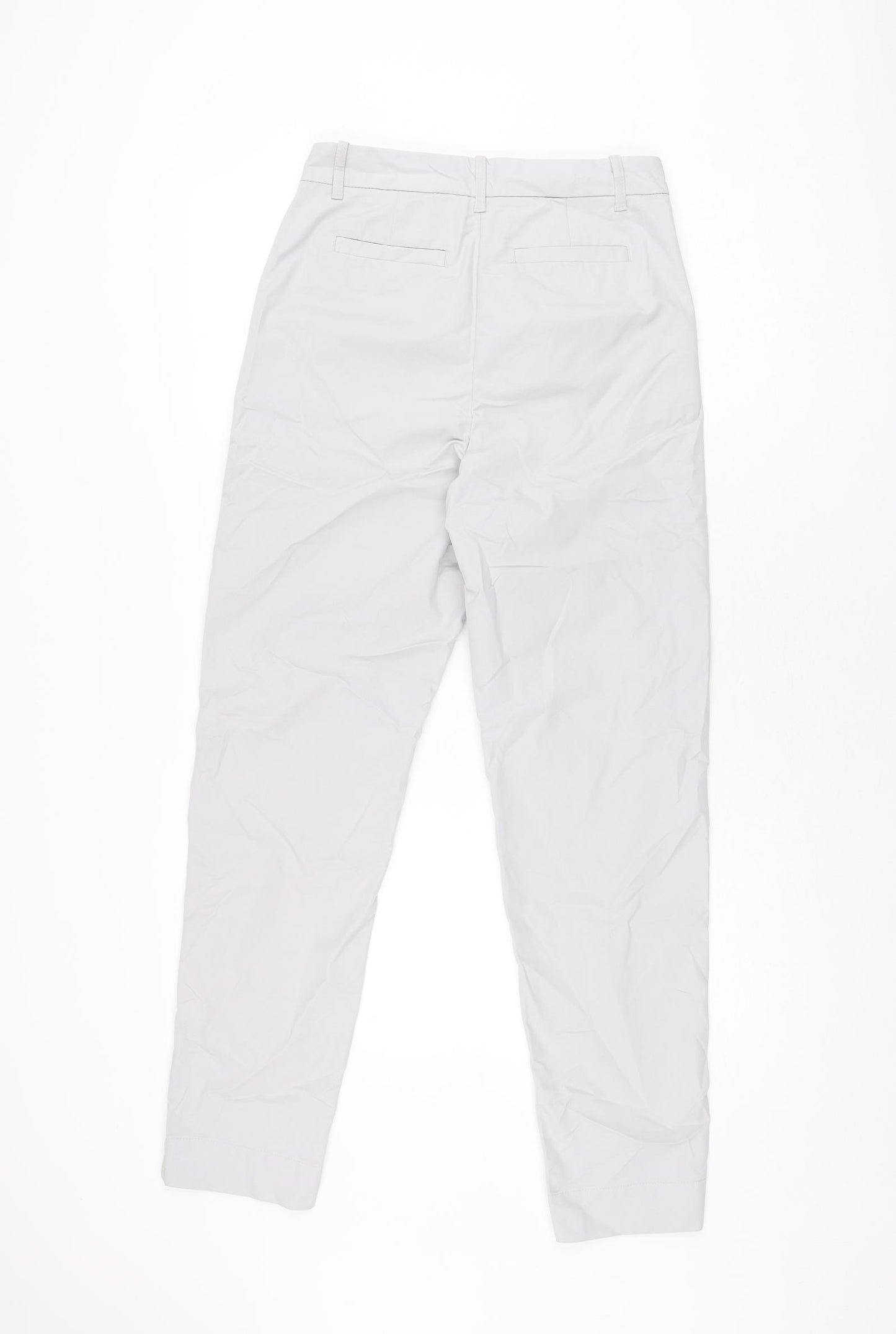 Marks and Spencer Womens Grey Cotton Chino Trousers Size 8 L29.5 in Regular Zip