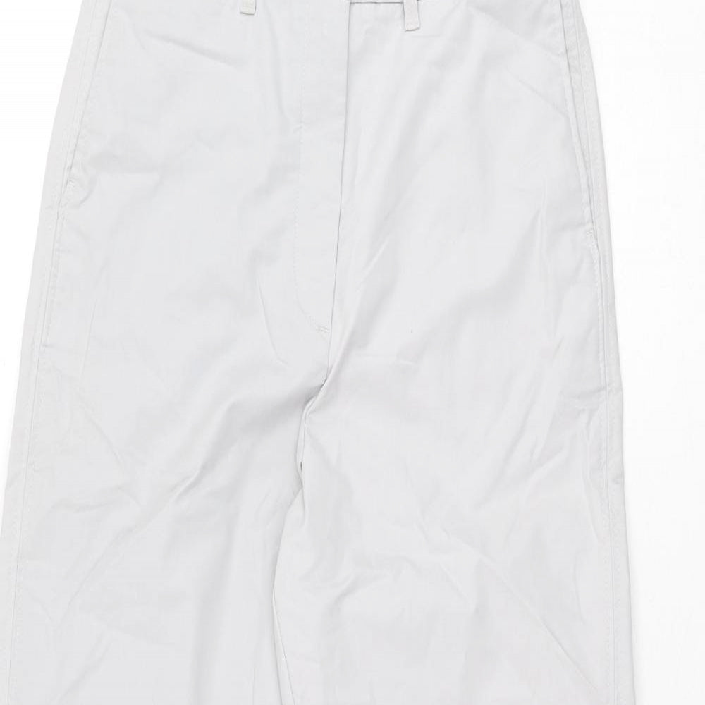 Marks and Spencer Womens Grey Cotton Chino Trousers Size 8 L29.5 in Regular Zip