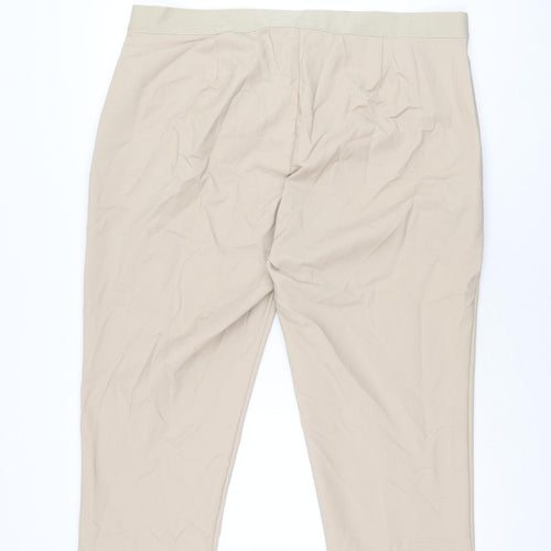 Marks and Spencer Womens Beige Cotton Cropped Trousers Size 22 L21 in Regular Zip