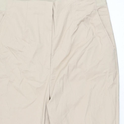 Marks and Spencer Womens Beige Cotton Cropped Trousers Size 22 L21 in Regular Zip