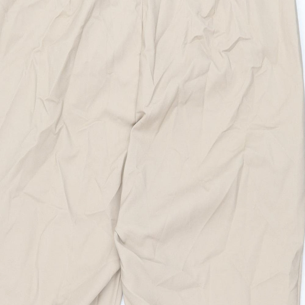 Marks and Spencer Womens Beige Cotton Cropped Trousers Size 22 L21 in Regular Zip