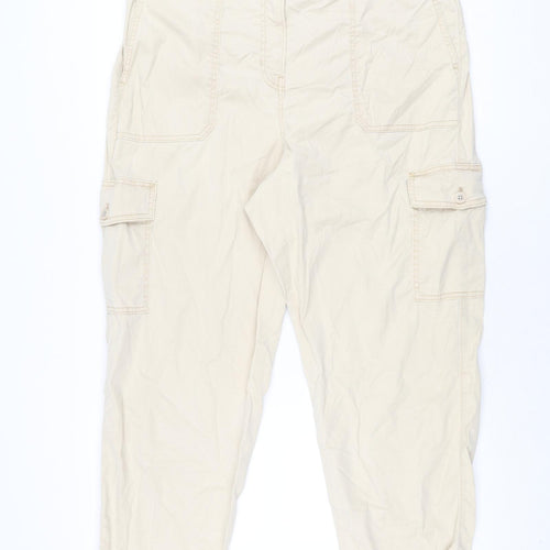 Marks and Spencer Womens Beige Lyocell Cargo Trousers Size 18 L27.5 in Regular Zip